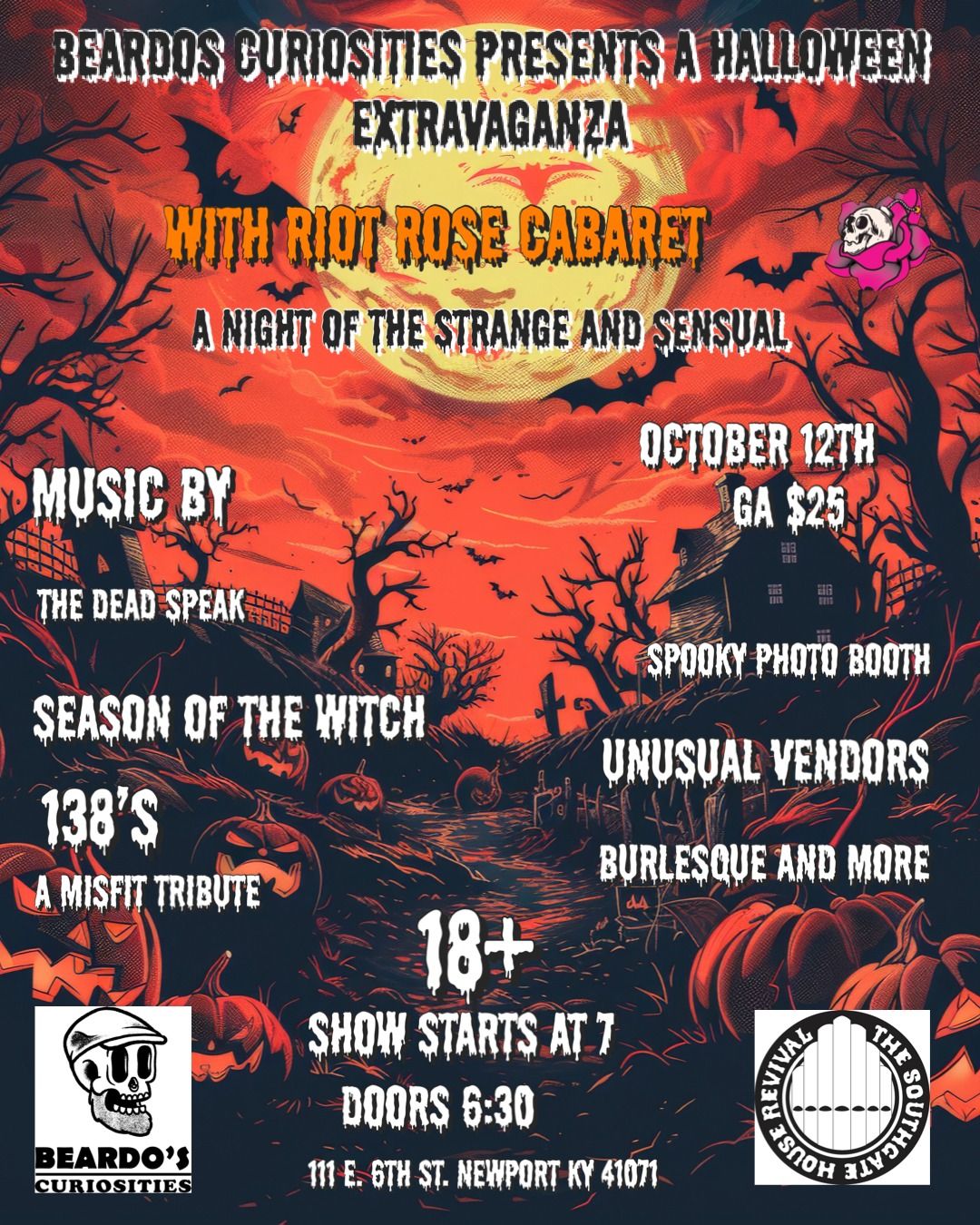 Beardos Curiosities Presents a Halloween Extravaganza with Riot Rose Cab...