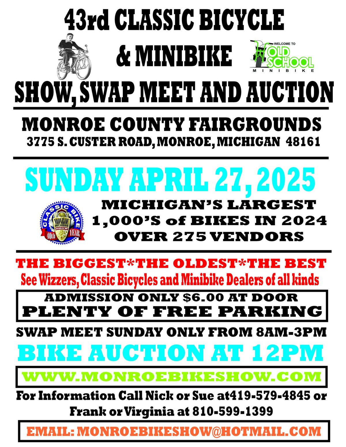 MONROE CLASSIC BICYCLE AND MINIBIKE SHOW, SWAP & AUCTION