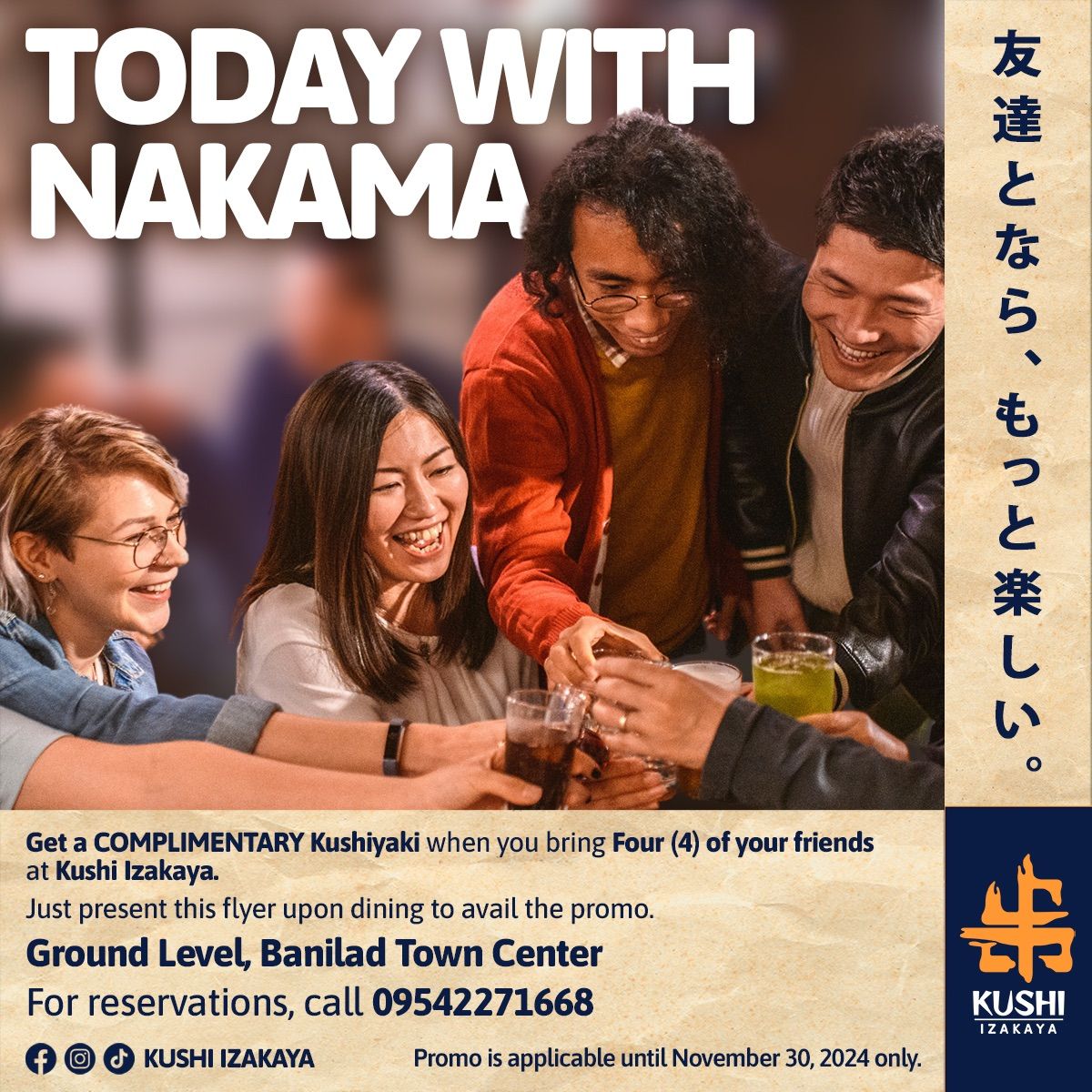 Free Kushiyaki at Kushi Izakaya!