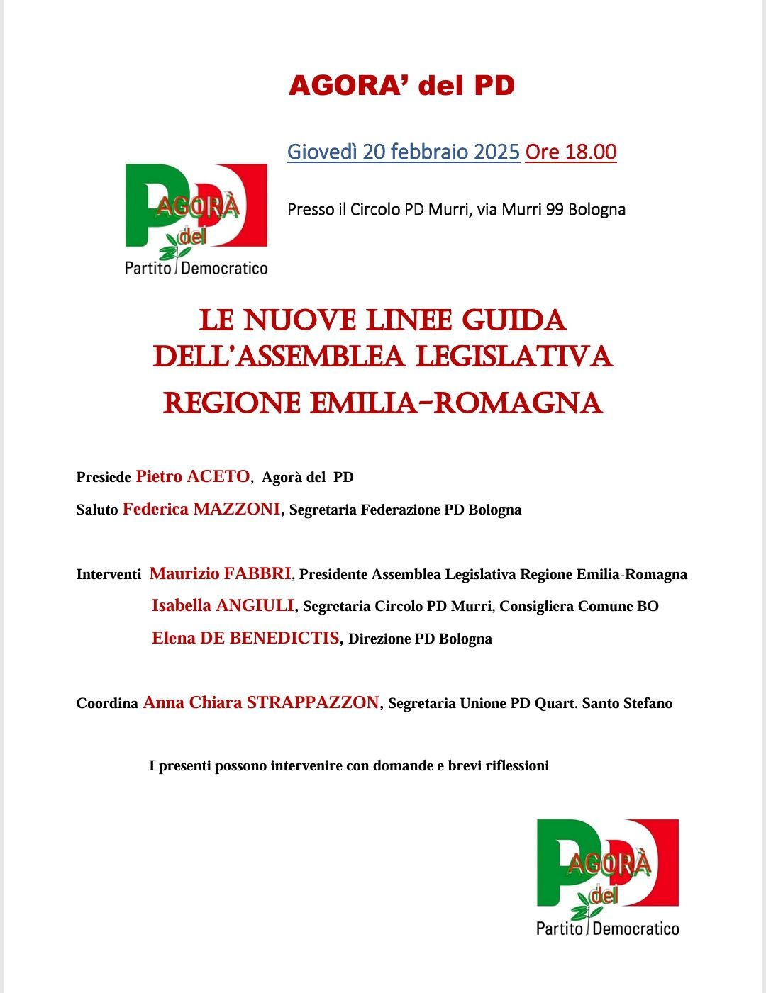 LE NUOVE LINEE GUIDA dell'ASSEMBLEA LEGISLATIVA REGIONE EMILIA-ROMAGNA 