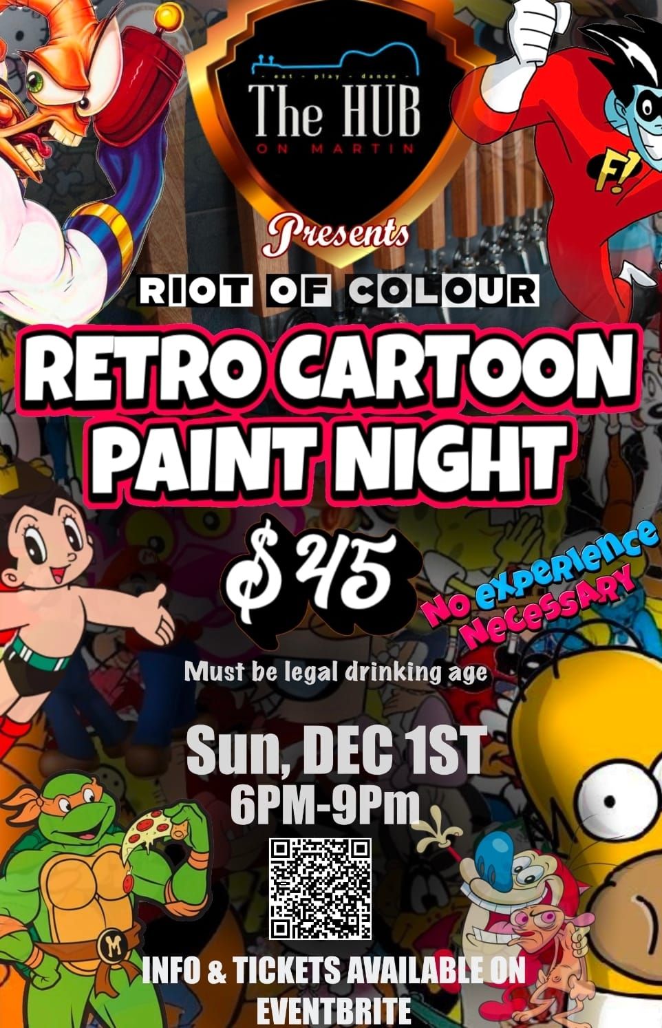 RIOT OF COLOUR - Retro Cartoon Paint Night