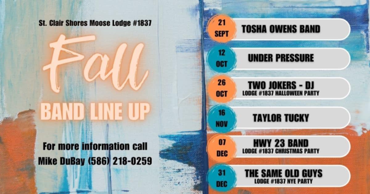 SCS Moose Lodge fall lineup