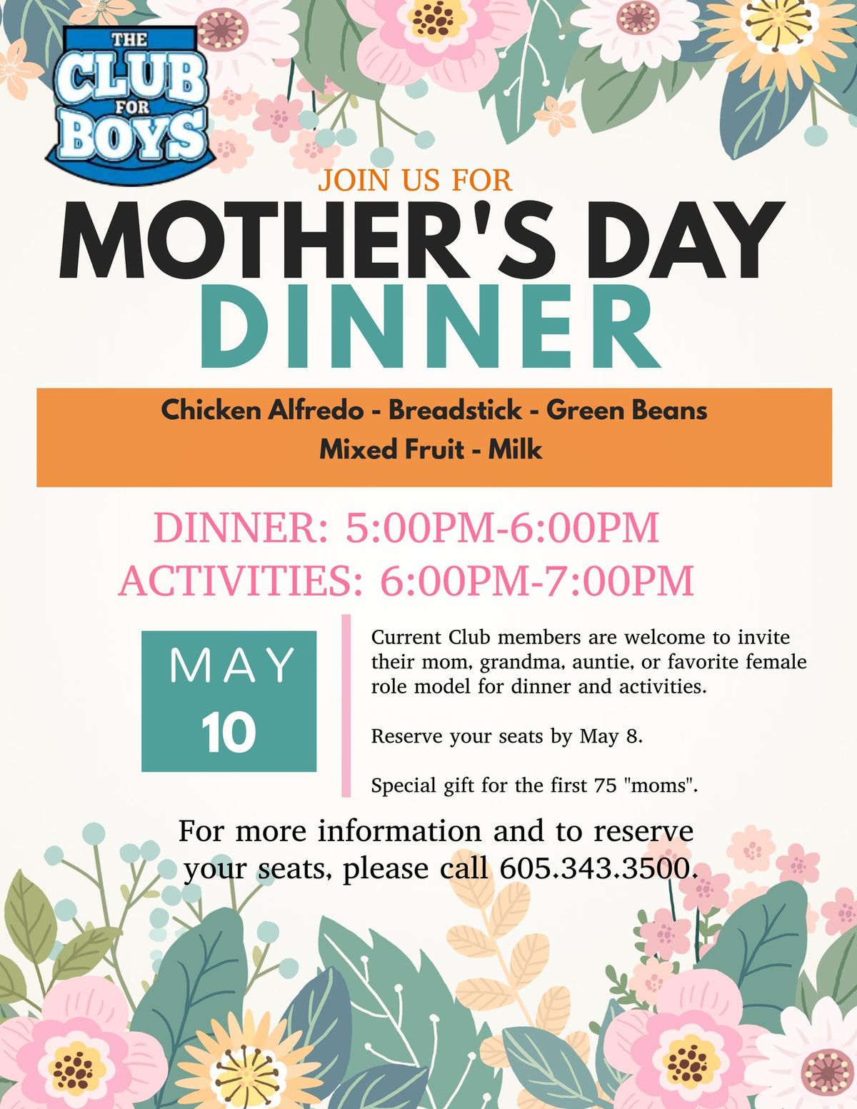 The Club for Boys Mother's Day Dinner (Current Club Members Only)