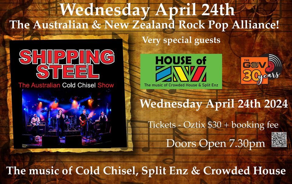 SHIPPING STEEL & HOUSE OF ENZ  perform the best of Cold Chisel, Split Enz & Crowded House