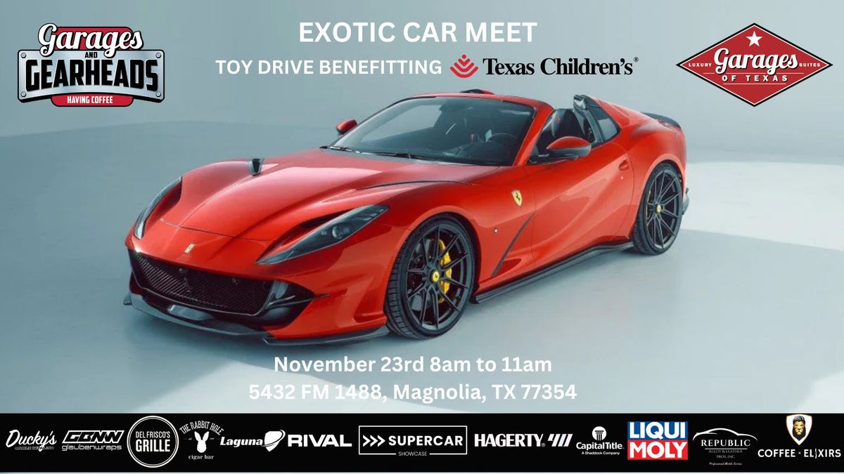 CAR MEET - GARAGES AND GEARHEADS - THE WOODLANDS COFFEE + CARS + TEXAS CHILDREN'S TOY DRIVE