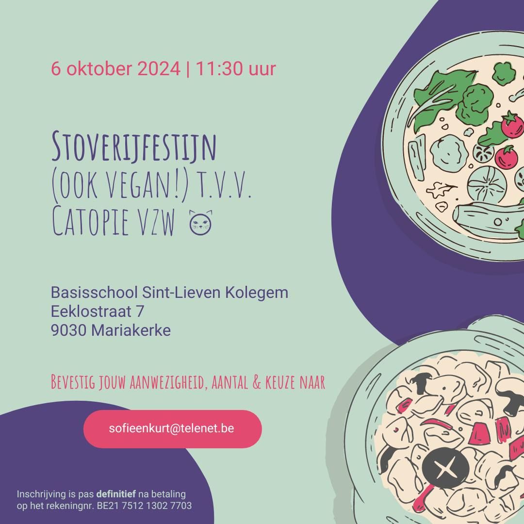 Stoverijfestijn (ook vegan!) t.v.v. Catopie vzw (VOLZET)