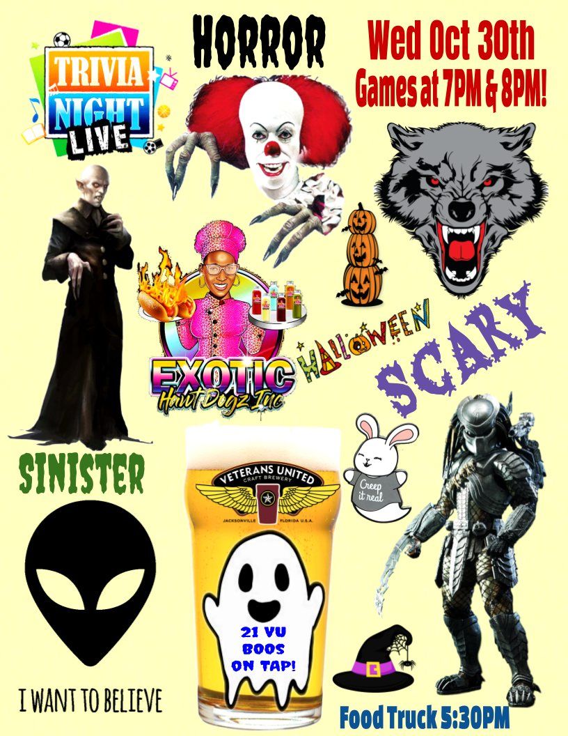 HALLOWEEN\ud83e\udddb\ud83d\udc7b\ud83c\udf83 Trivia with Exotic Hawt Dogz\ud83d\udc8b\ud83c\udf2d\u2764\ufe0f and Trivia Night Live!