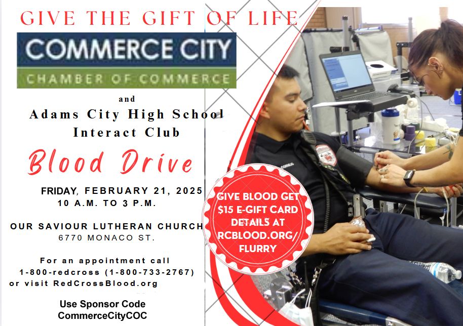 Give the Gift of Life! Blood Drive by the Commerce City Chamber & ACHS Interact Club