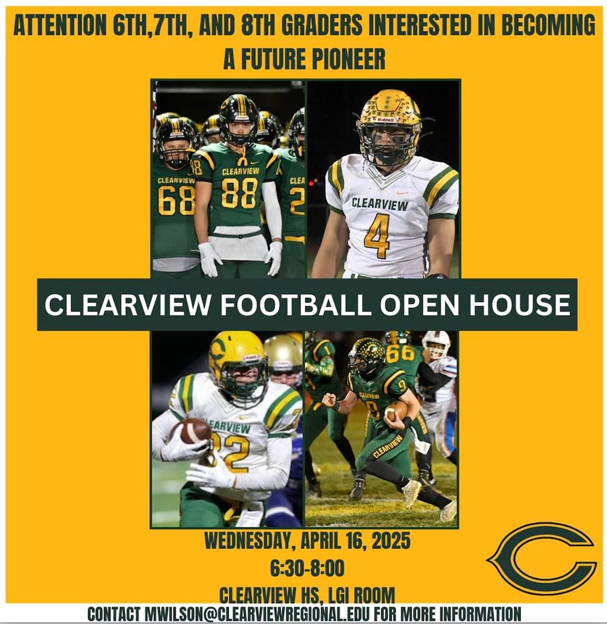 Football Open House - OPEN TO ALL  CURRENT 6\/7\/8 Graders 