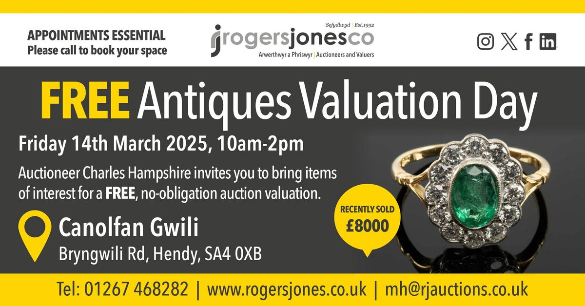 FREE Antiques Valuation Day - Canolfan Gwili, Hendy