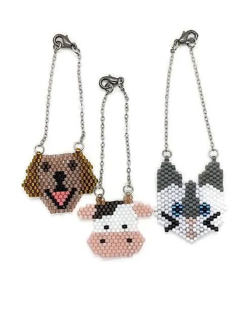 Brick Stitch Animal Pendants