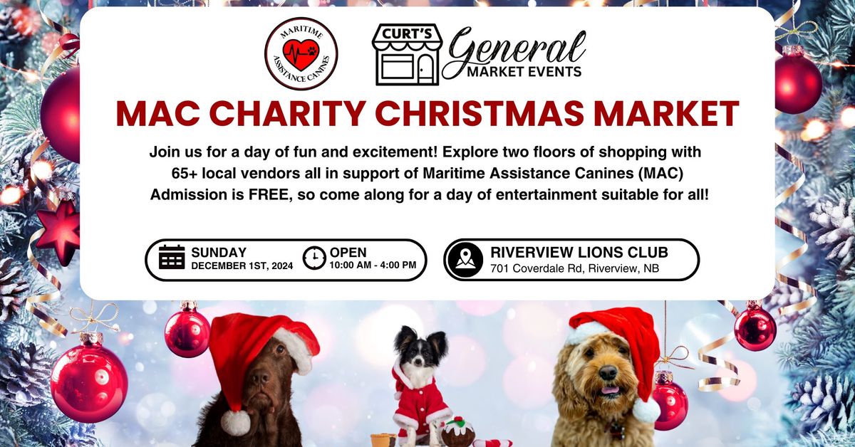 M.A.C - Charity Christmas Market - Sunday, Dec 1 @ Riverview Lions Club