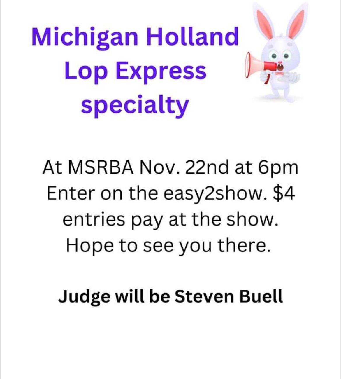 Michigan Holland Lop Express Specialty Show (MSU) 11.22