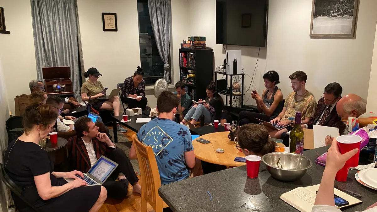 Writing group meeting in Washington Heights