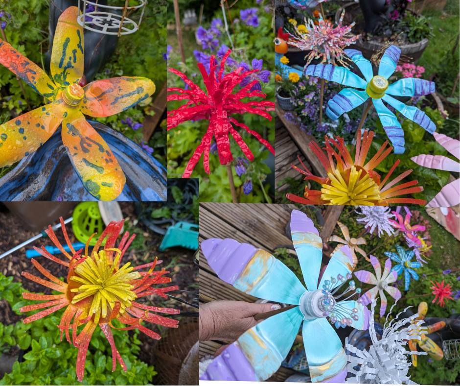 Create upcycled flowers for the Garden