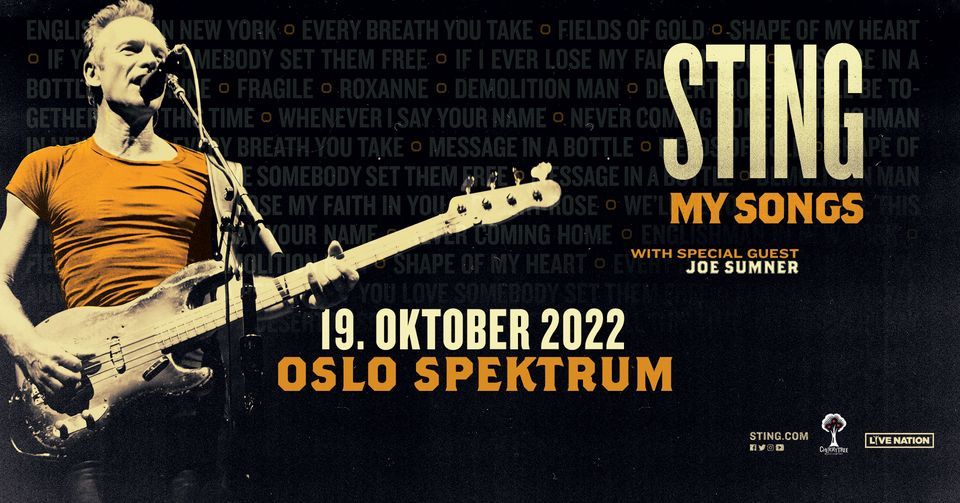 F\u00e5 billetter! Sting: My Songs \/ Oslo Spektrum \/ Pres. av Live Nation