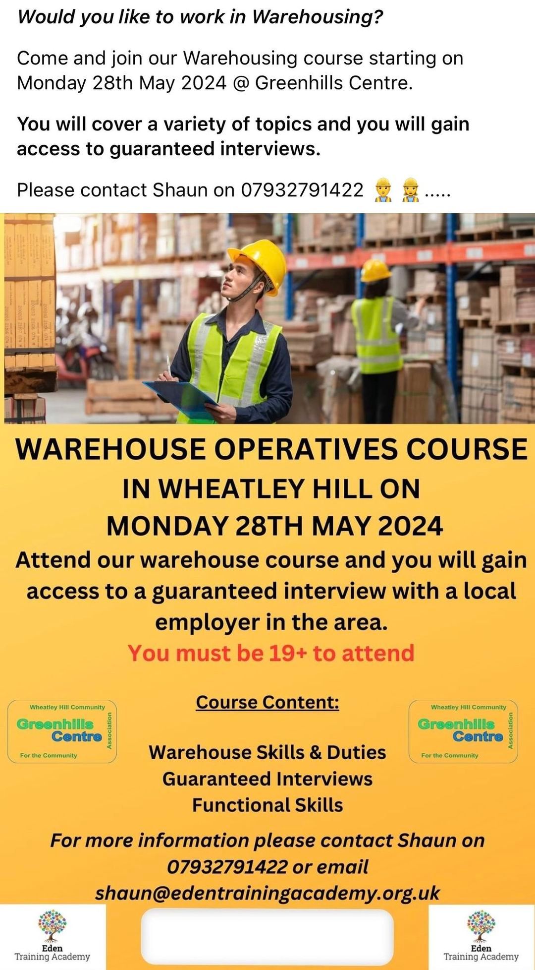 Warehouse Operatives course 