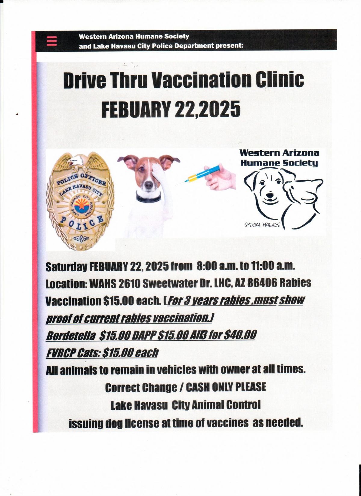 Drive Thru Vaccination Clinic