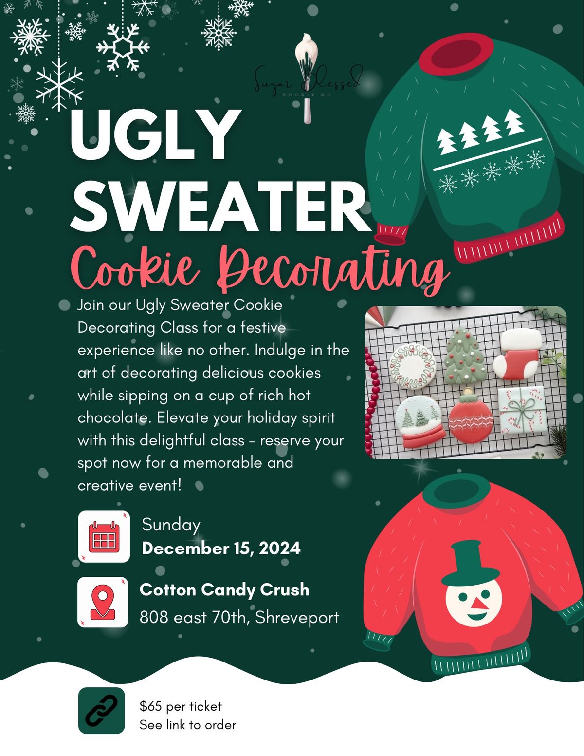 Adult Christmas Cookie Decorating class & Ugly Sweater Contest!