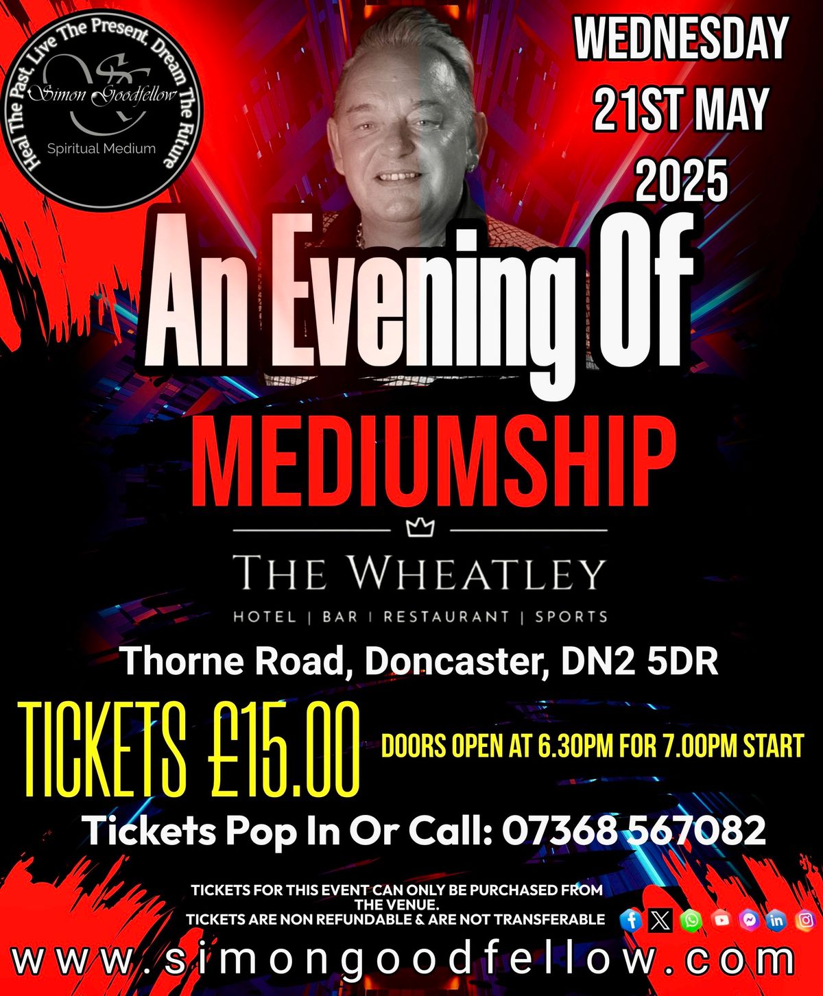 Join our Evening of Mediumship & Psychometry May 2025 @ The Wheatley Hotel Doncaster 