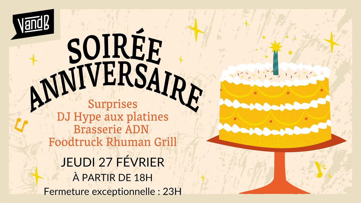 Soir\u00e9e anniversaire : 1 an de V and B Limonest