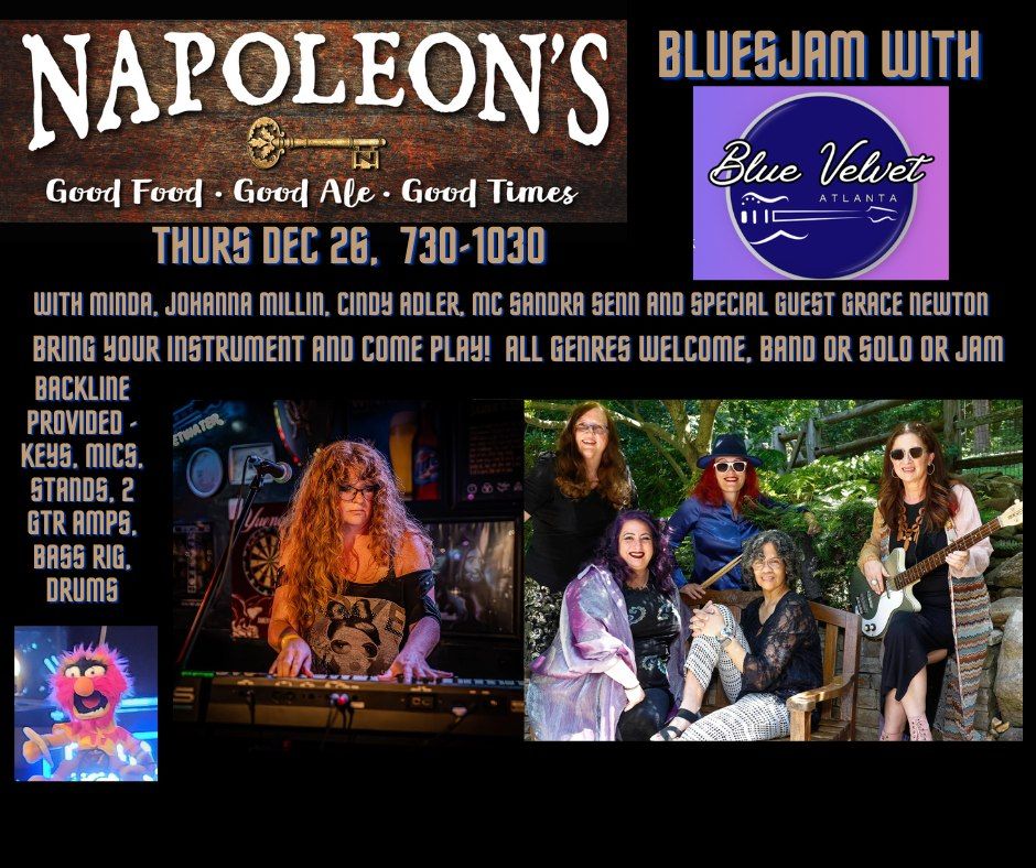 Blues Jam night Thursday Dec 26 with Blue Velvet Atlanta!