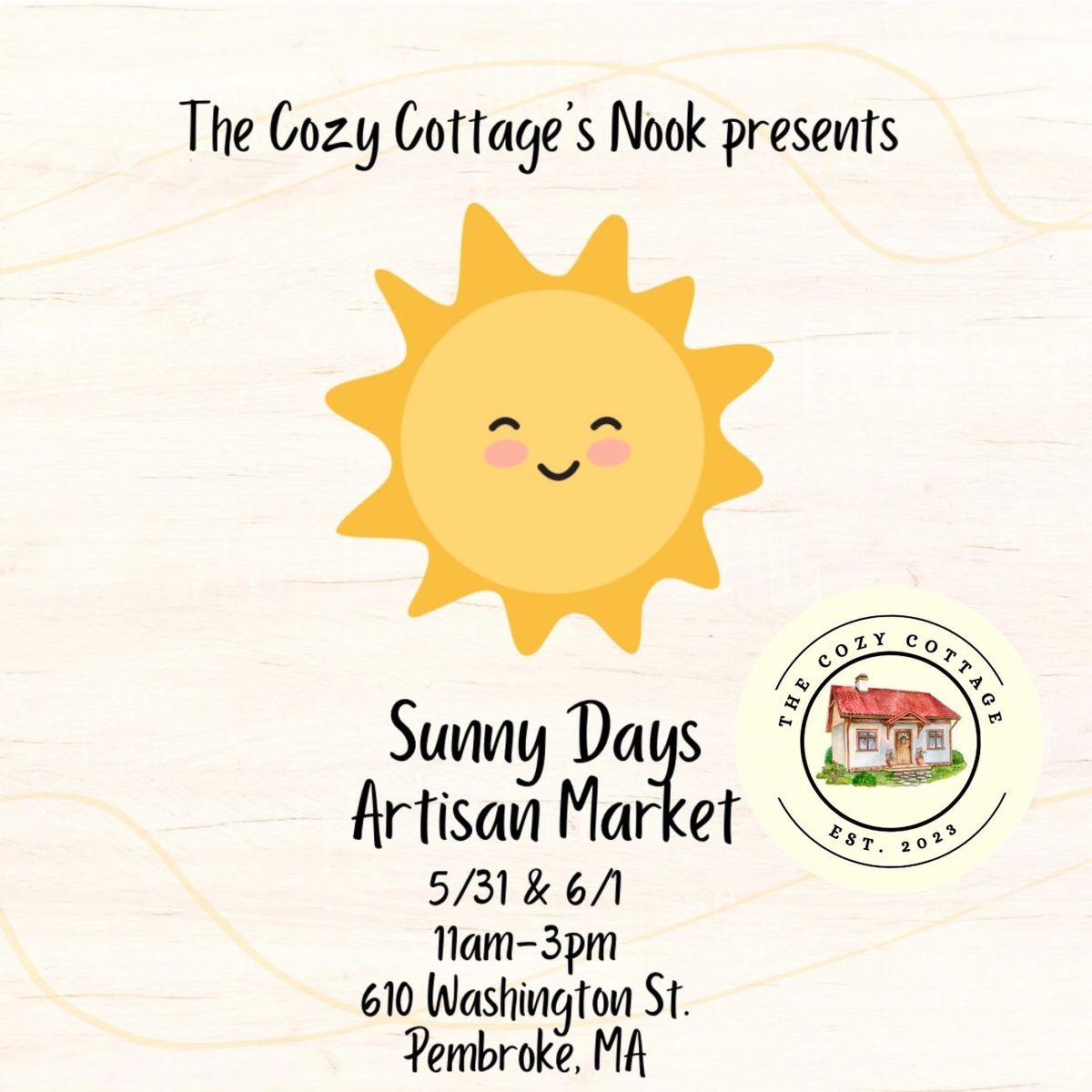 \u2600\ufe0fSunny Days Artisan Market at The Cozy Cottage\u2019s Nook \u2600\ufe0f 