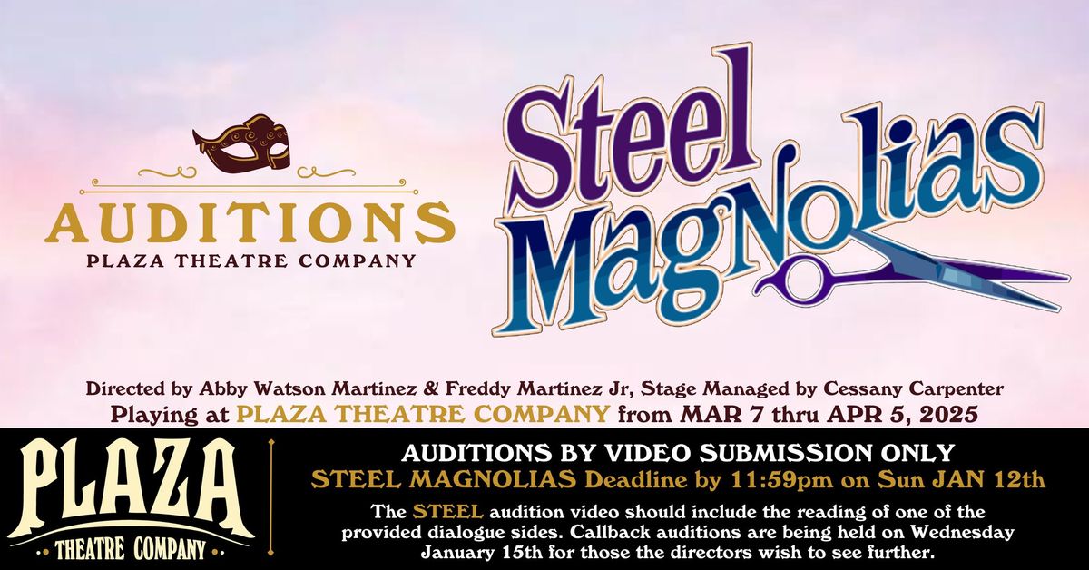 Auditions for Steel Magnolias at Plaza Theatre Company