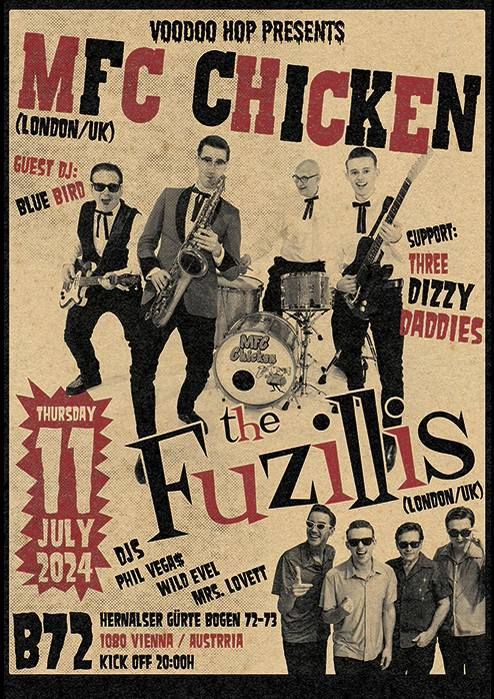 VOODOO HOP - Live: MFC CHICKEN (UK) + THE FUZILLIS (UK) + THREE DIZZY DADDIES (A)