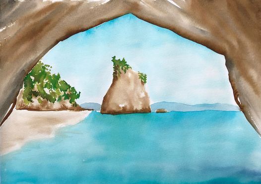 Watercolour & Wine - Cathedral Cove