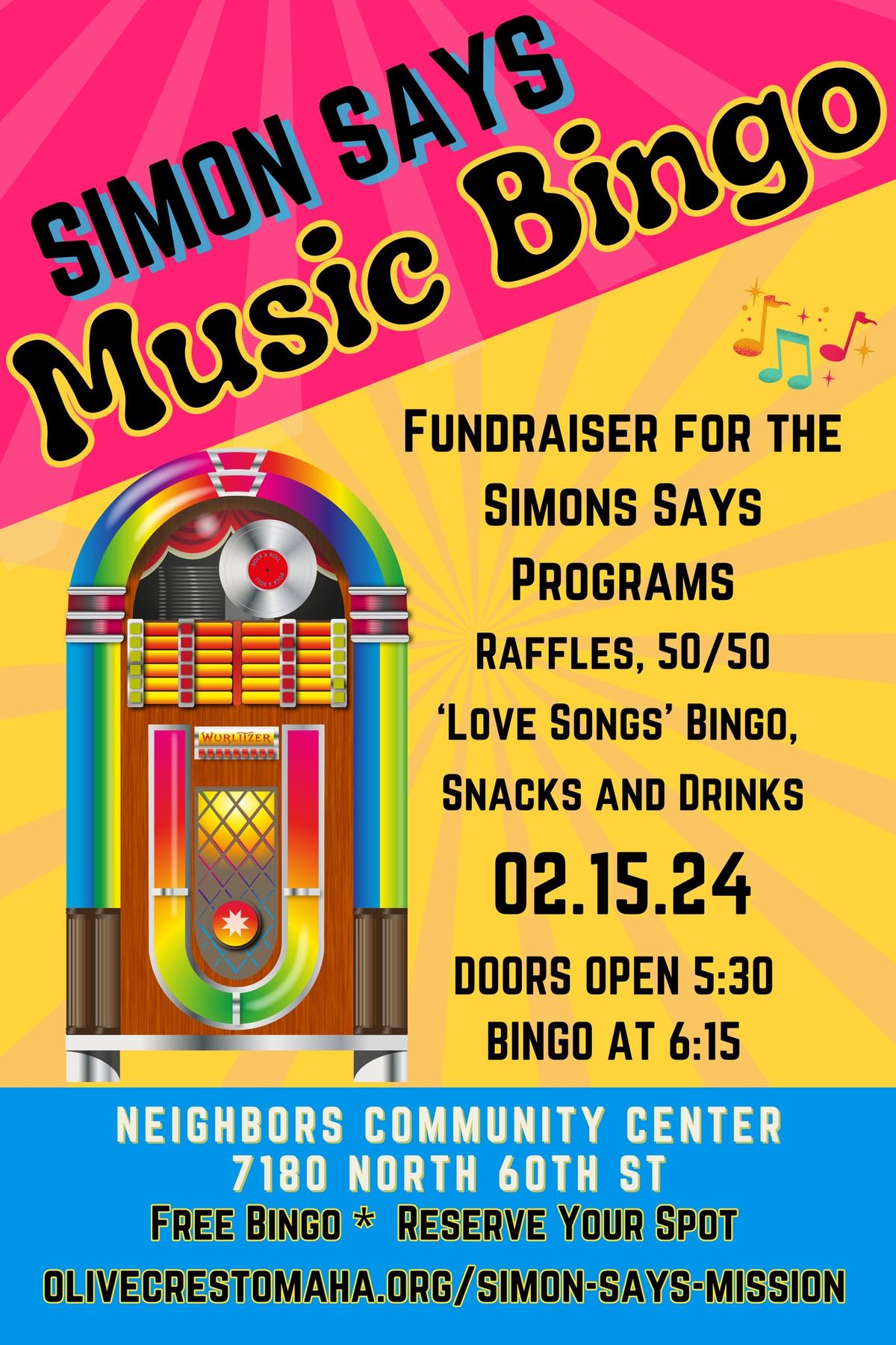 SAVE THE DATE!!!!! Simon Says Music Bingo on February 15th