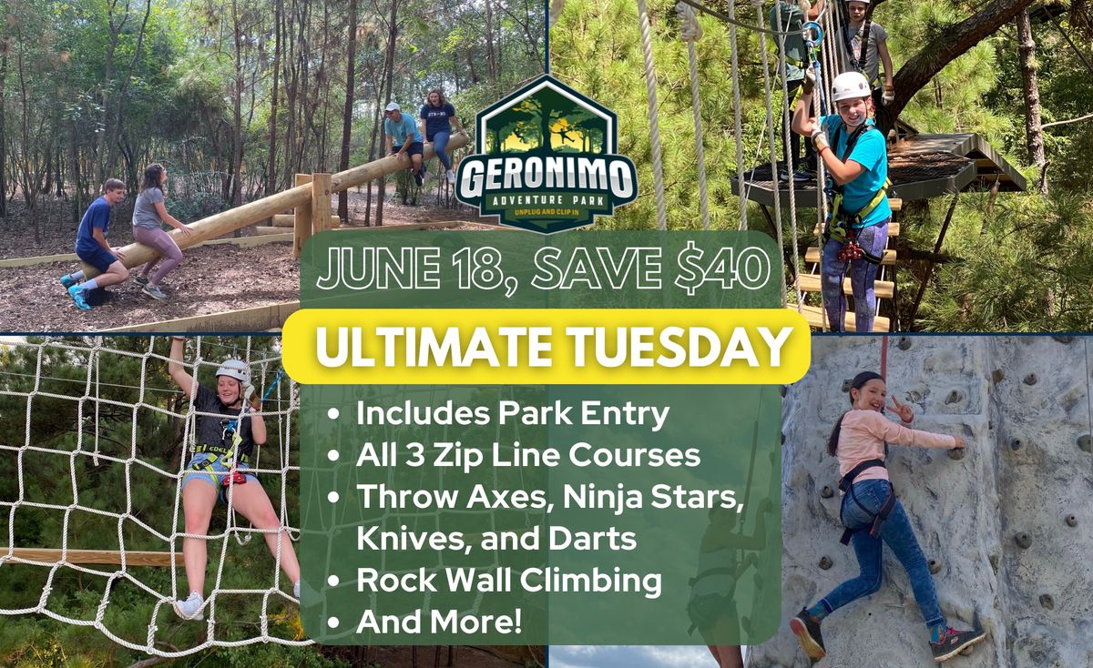 Ultimate Tuesday Special Event ? Save $40 and enjoy unlimited access to park activities!