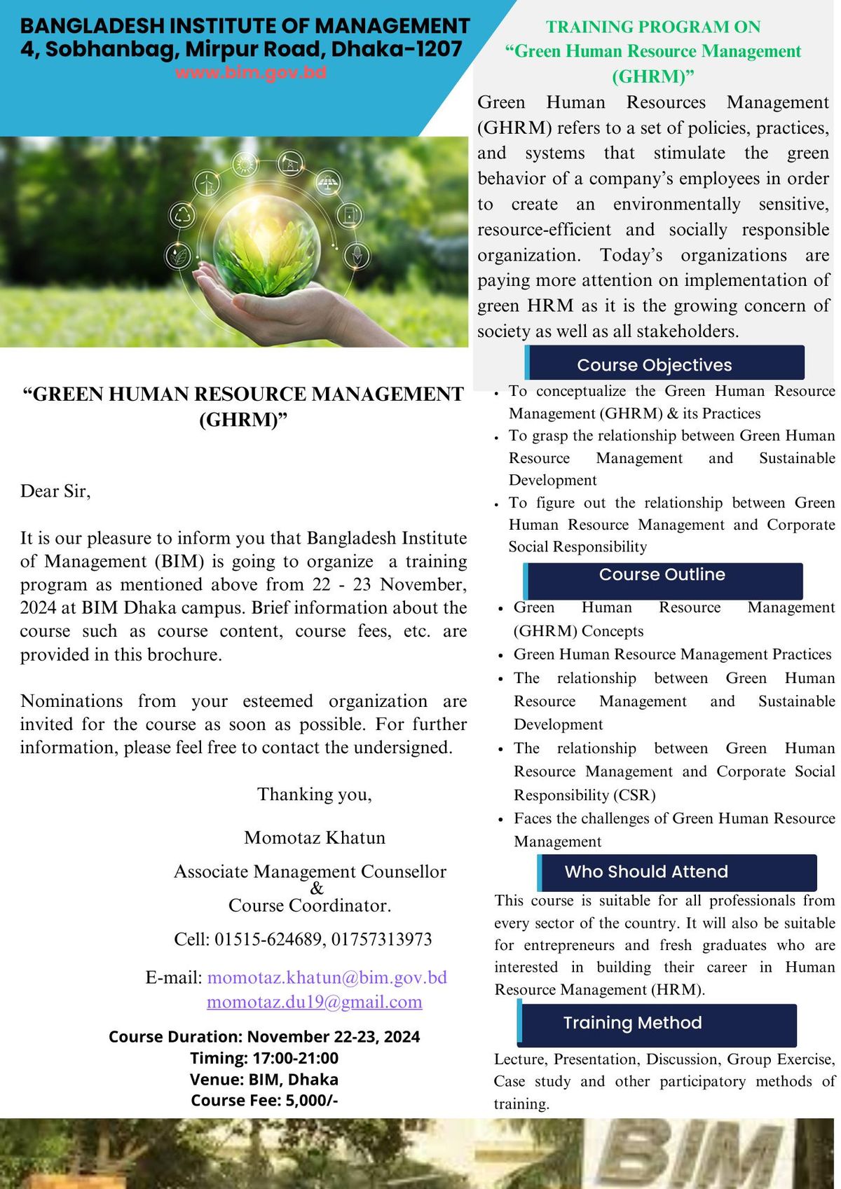 Green Human Resource Management (GHRM) Training Course