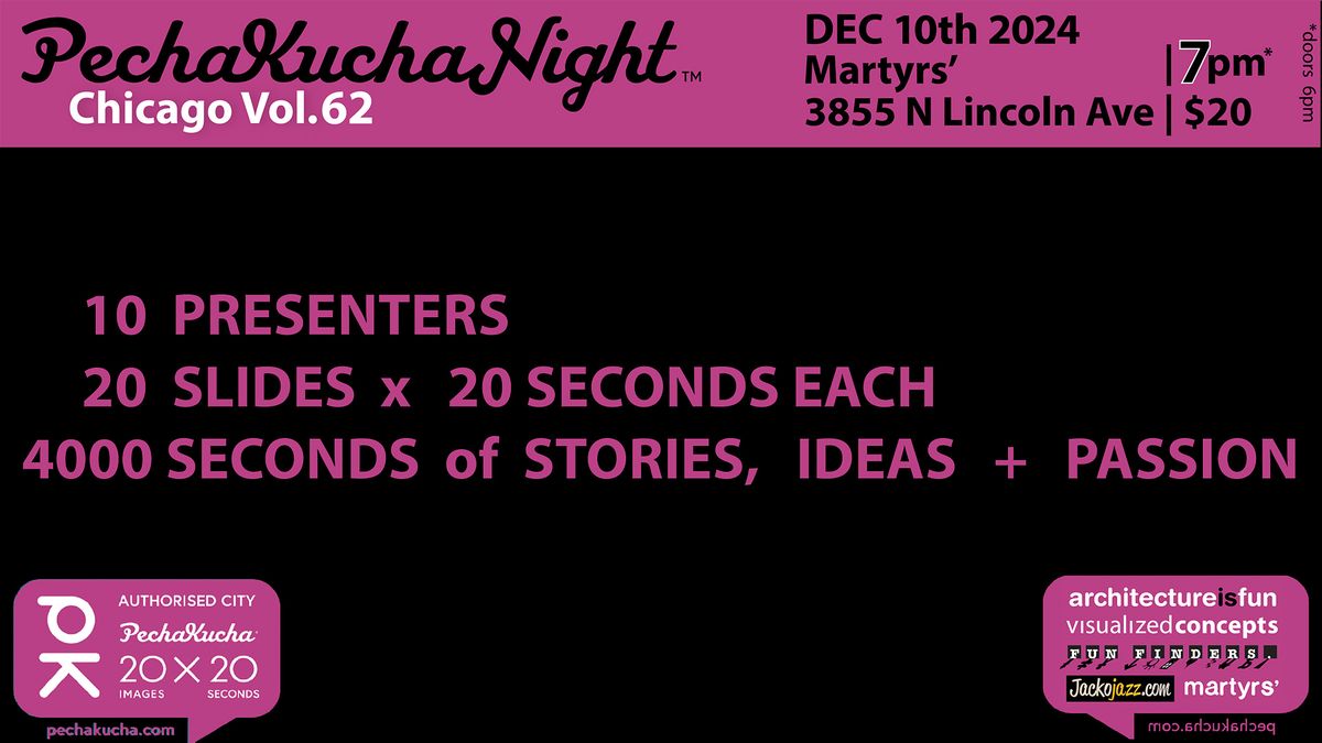 PechaKucha Vol. 62 at Martyrs'!