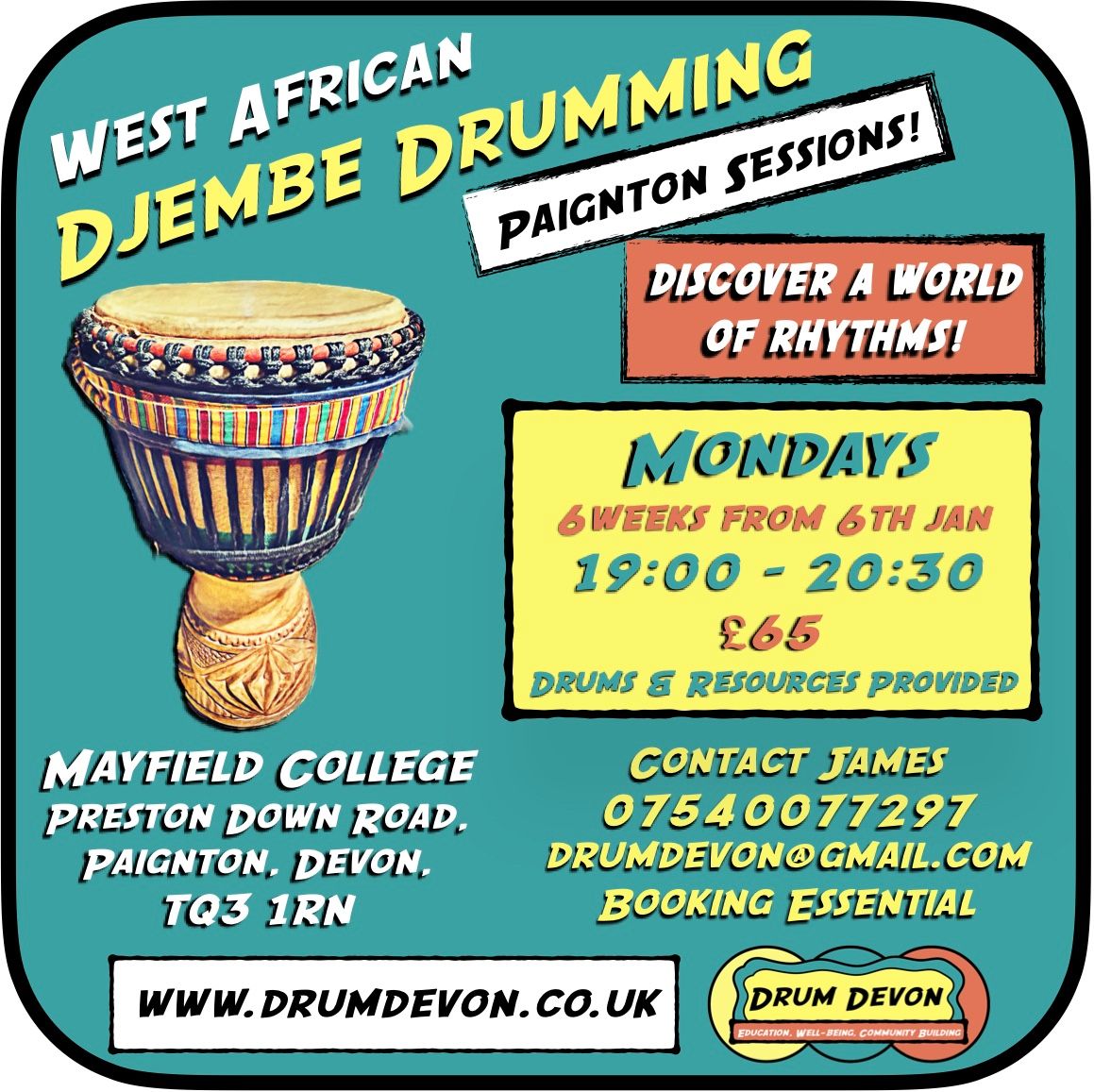 Paignton Sessions - West African Djembe Drumming - 6 week course