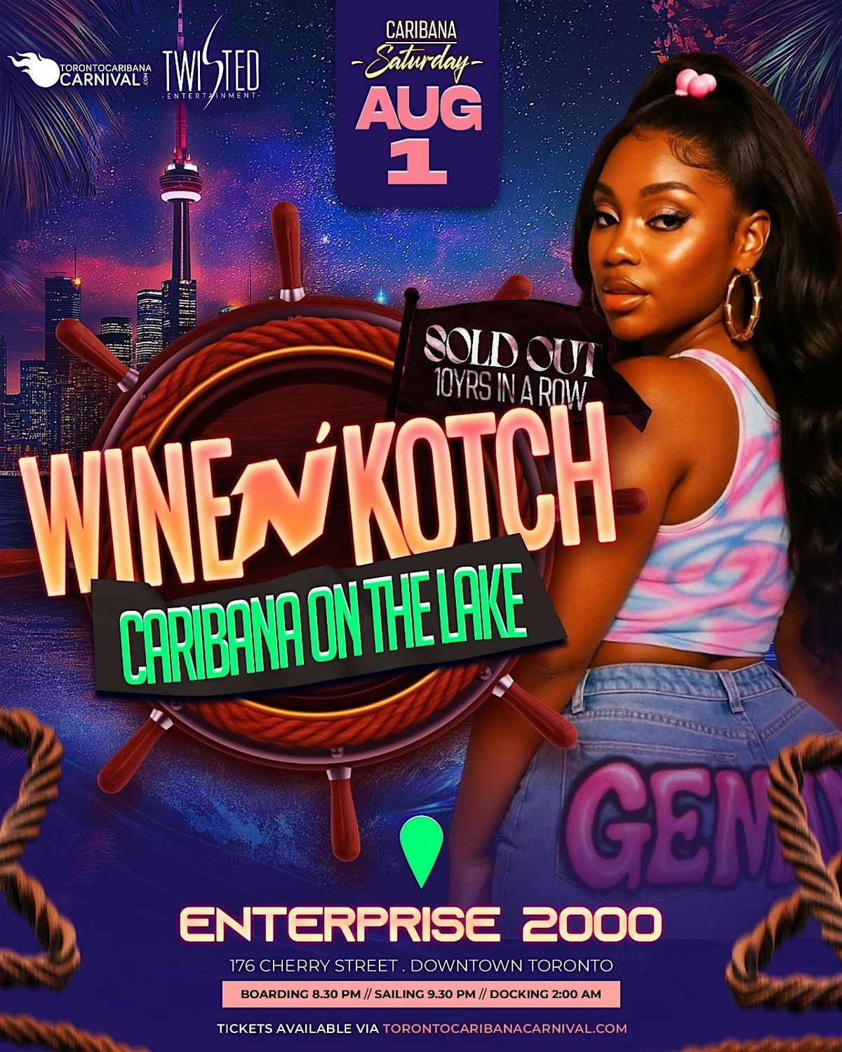Wine N Kotch | Saturday August 1st | Caribana Afterparty On The Lake
