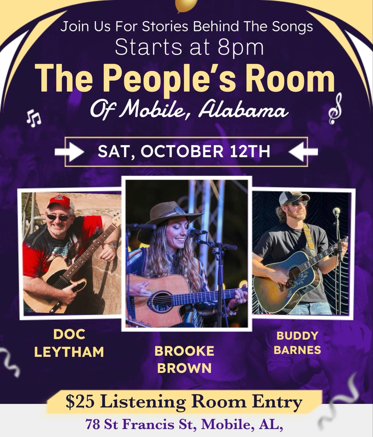 Stories & Songs w\/ Brooke Brown, Buddy Barnes & Doc Leytham