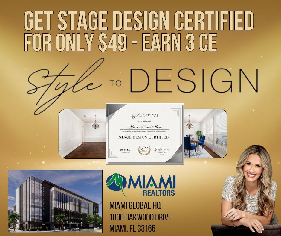 (MIAMI Global HQ) Stage and Design Certification Course - Earn 3 CE