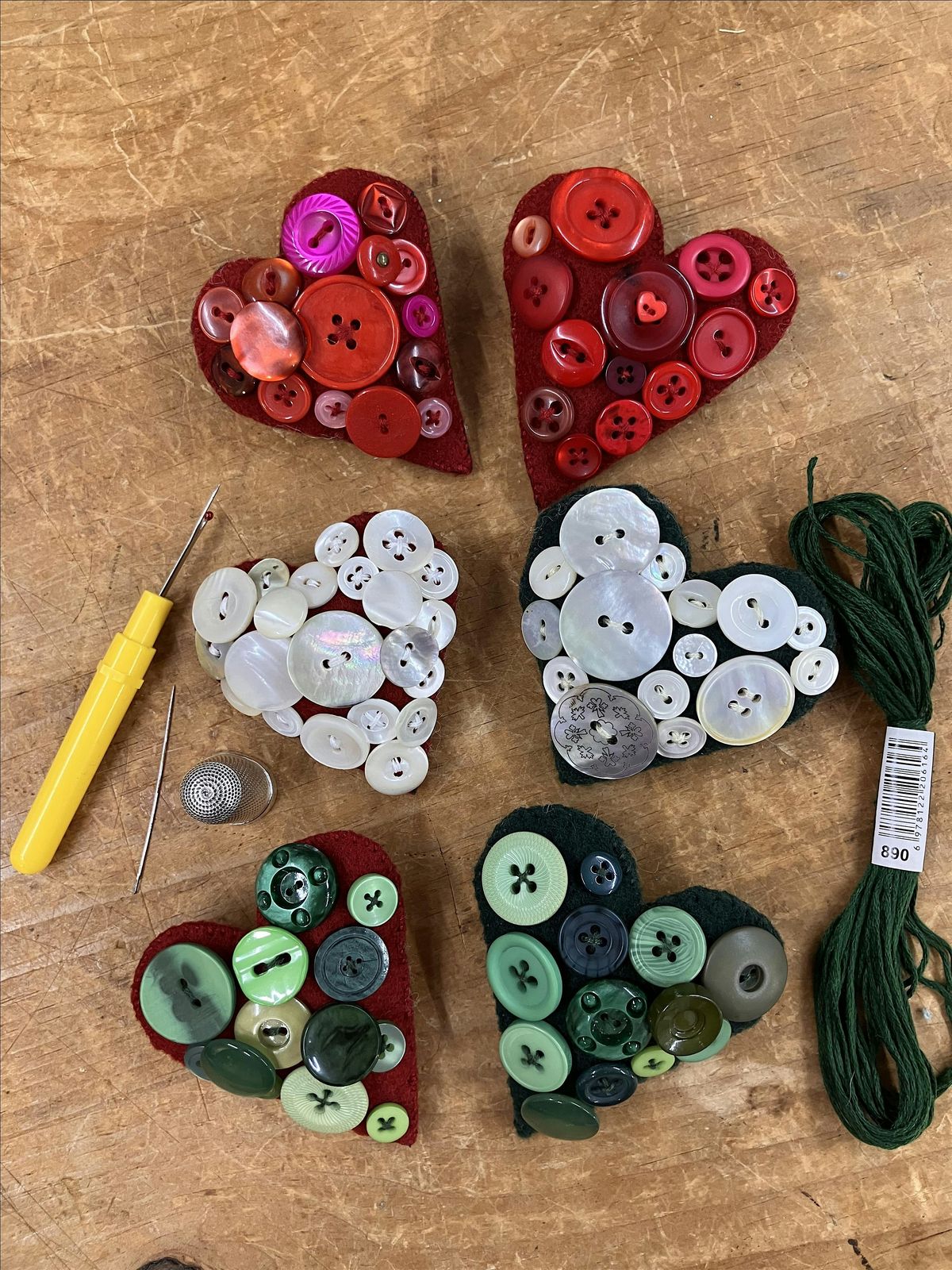 Heart button brooch workshop