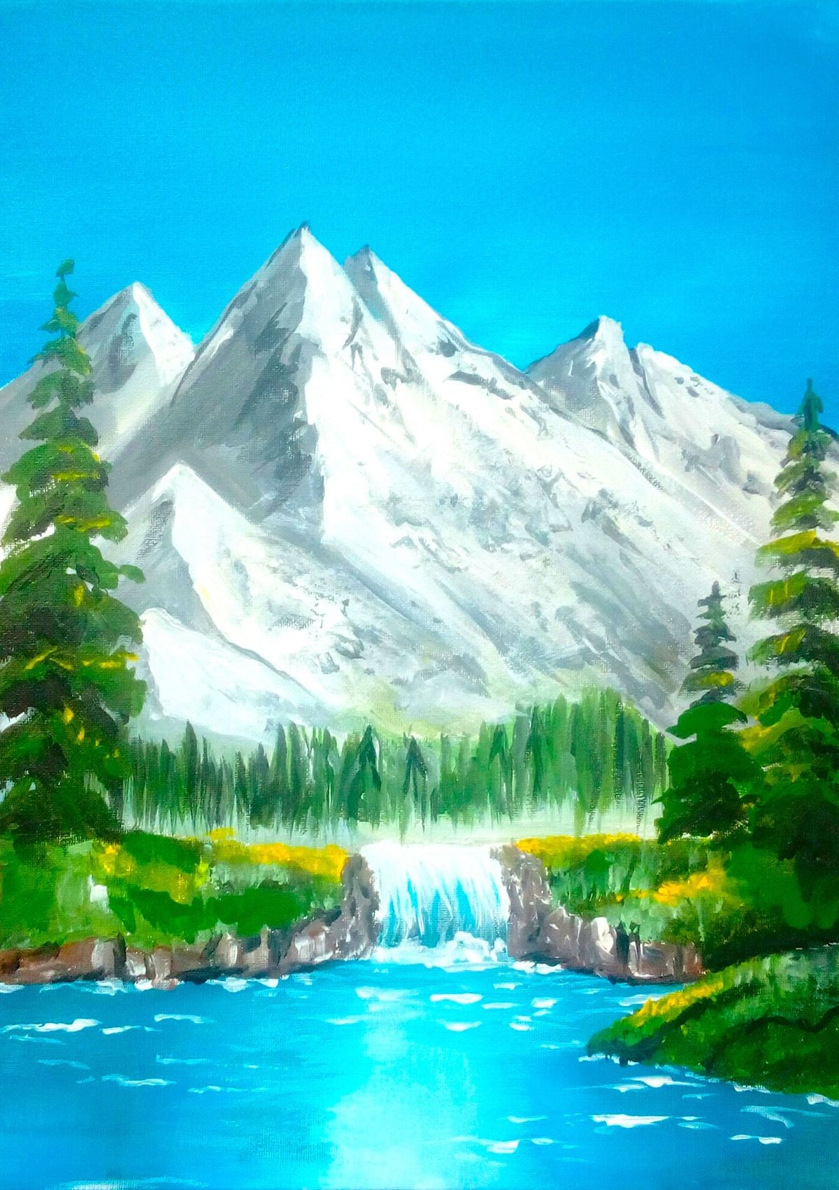 Paint and Wine Afternoon in Christchurch - Snowy Mountains (Bob Ross Inspired)