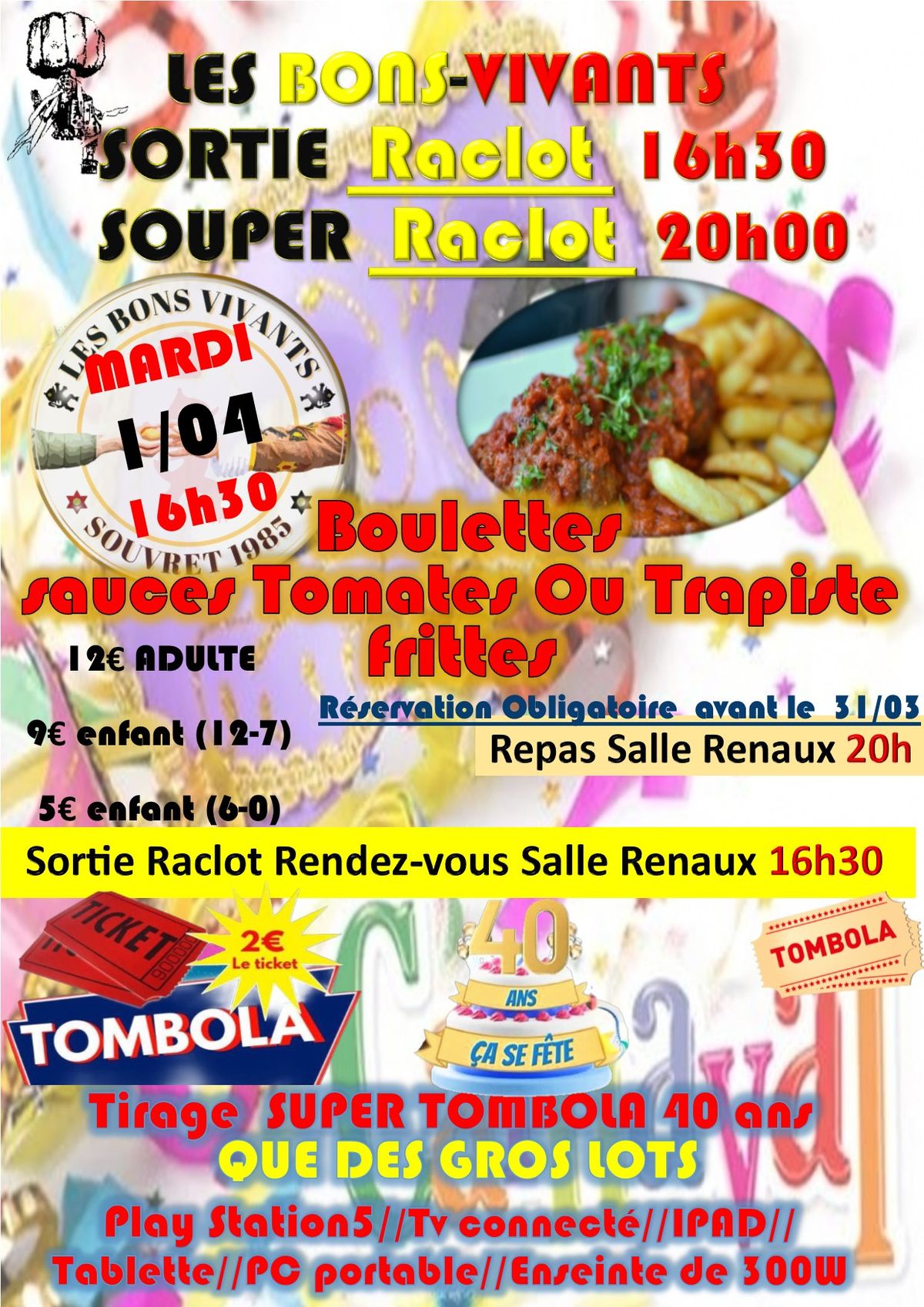 SORTIE ET SOUPER RACLOT 01\/04 Bons-Vivants Souvret \ud83d\udda4\ud83d\udc9b\u2764