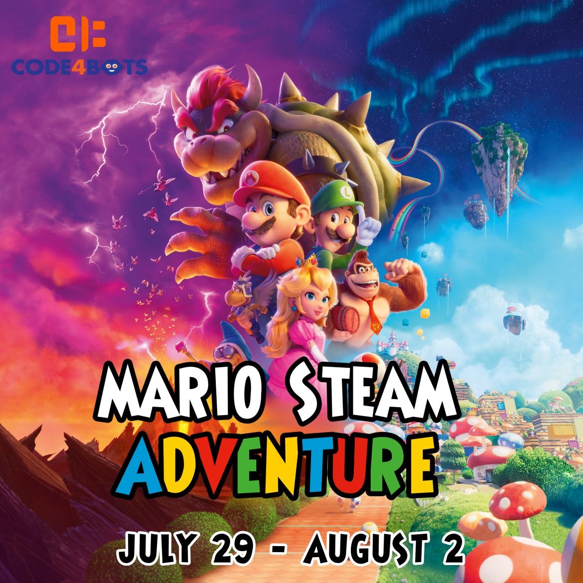 Code4Bots Super Mario STEM Adventure Full-Day Summer Camp