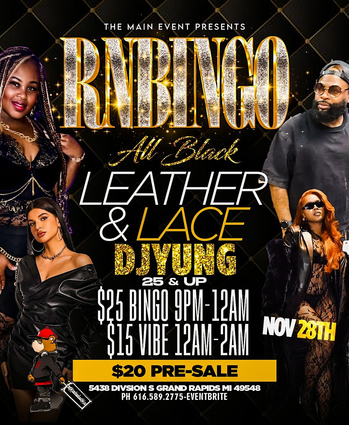 R&BINGO All Black Leather And Lace Edition