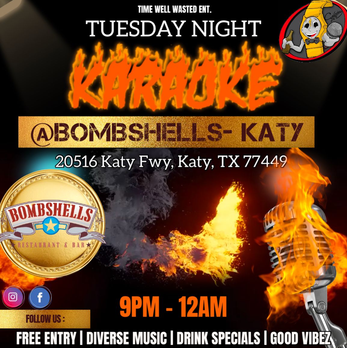 Tuesday Night Karaoke @ Bombshells- Katy