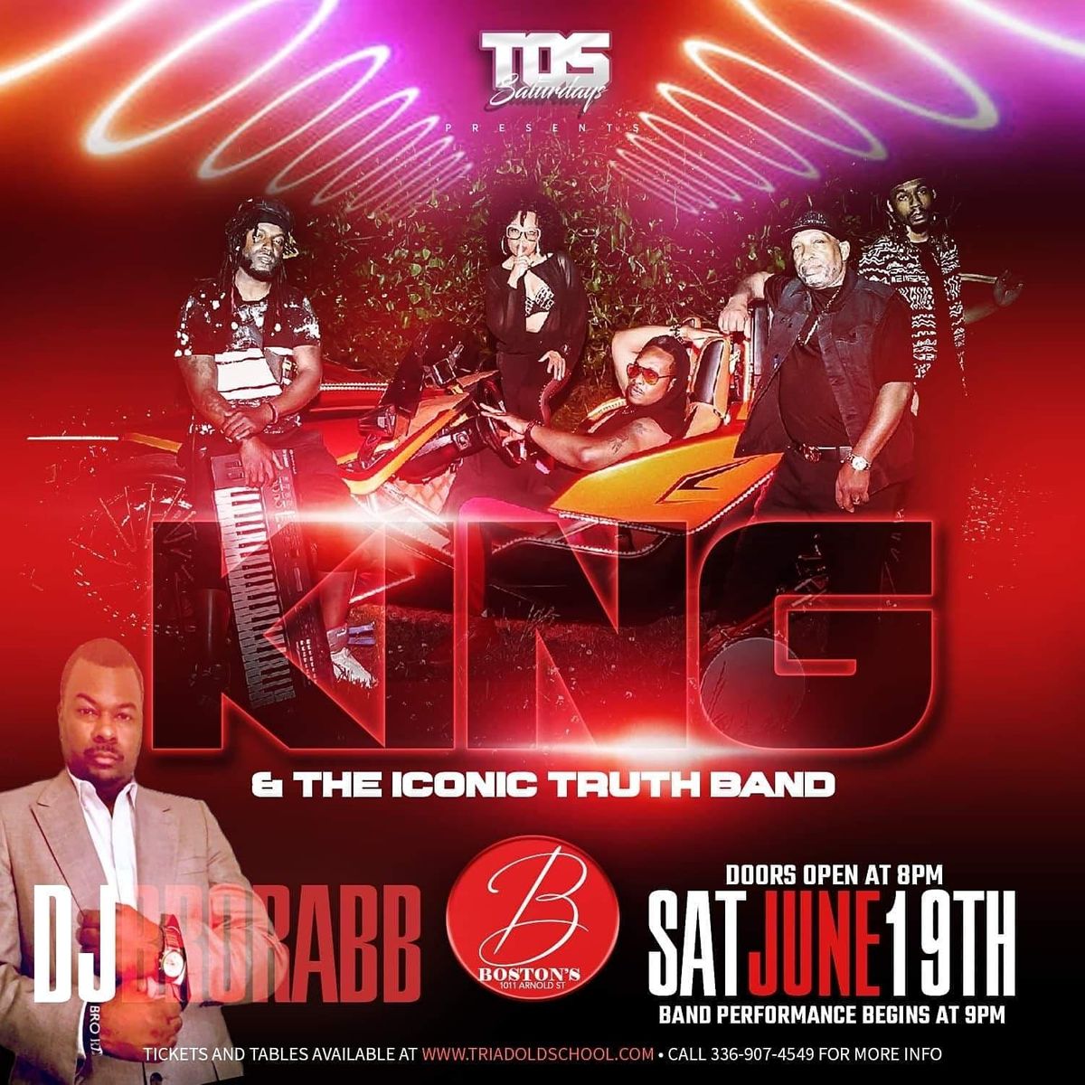 TOS SATURDAYS featuring KING & THE ICONIC TRUTH BAND (GOGO), Boston's House of Jazz, Greensboro