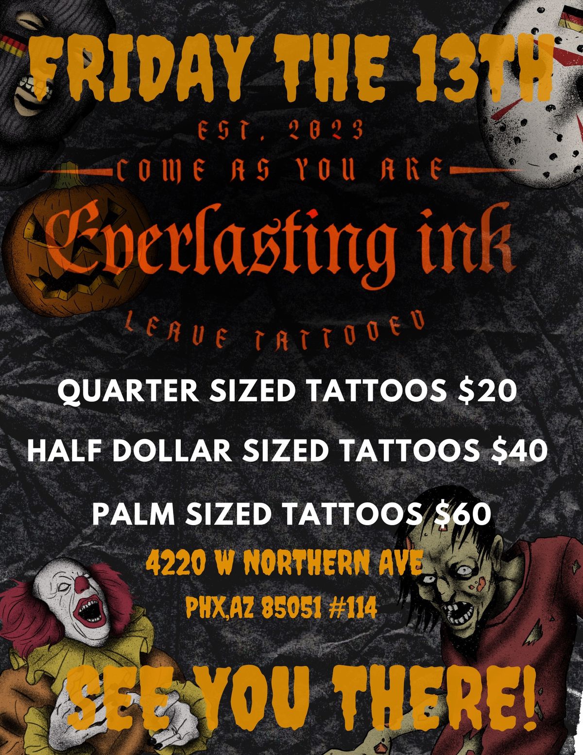 Friday the 13th Tattoo flash special December edition 