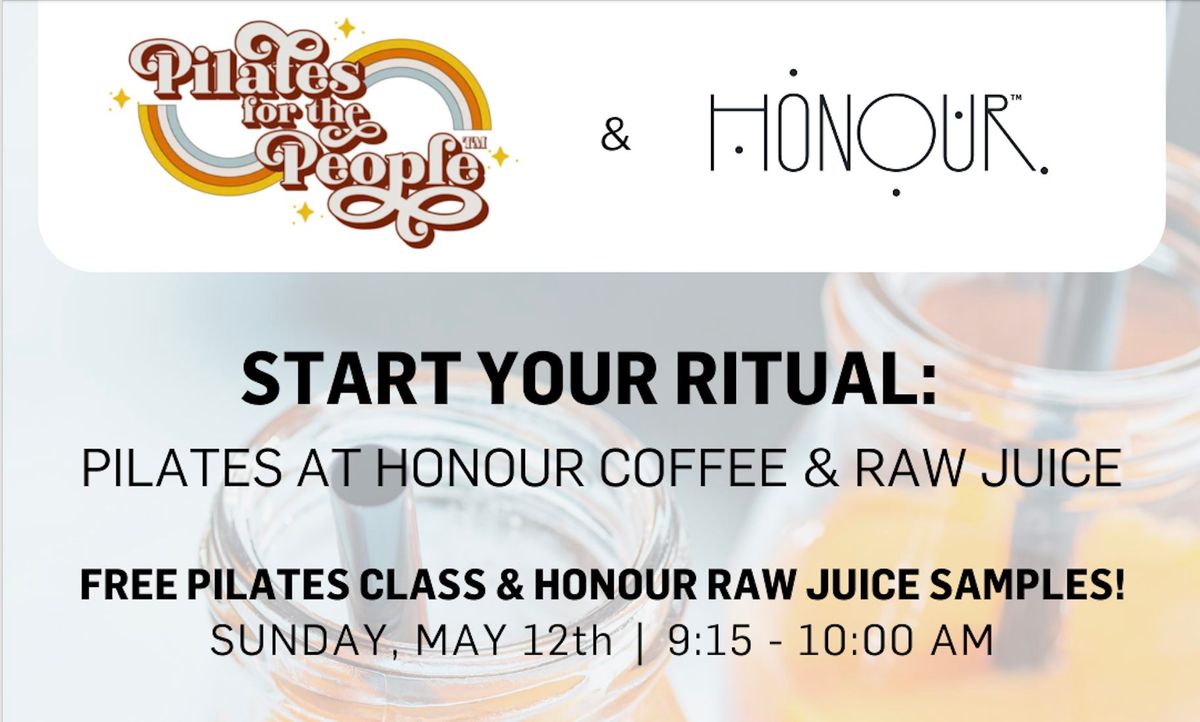 Free Outdoor Mat Pilates Class & Raw Juice Samples at Honour Coffee and Raw Juice