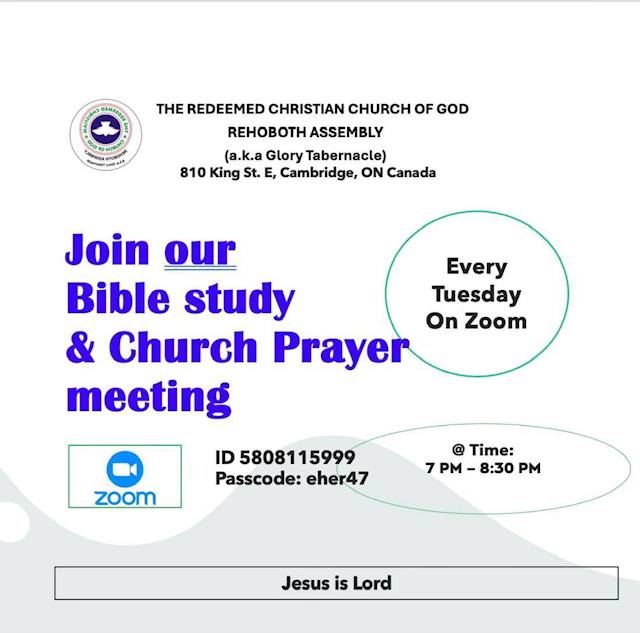 Bible study & Church Prayer Meeting via Zoom