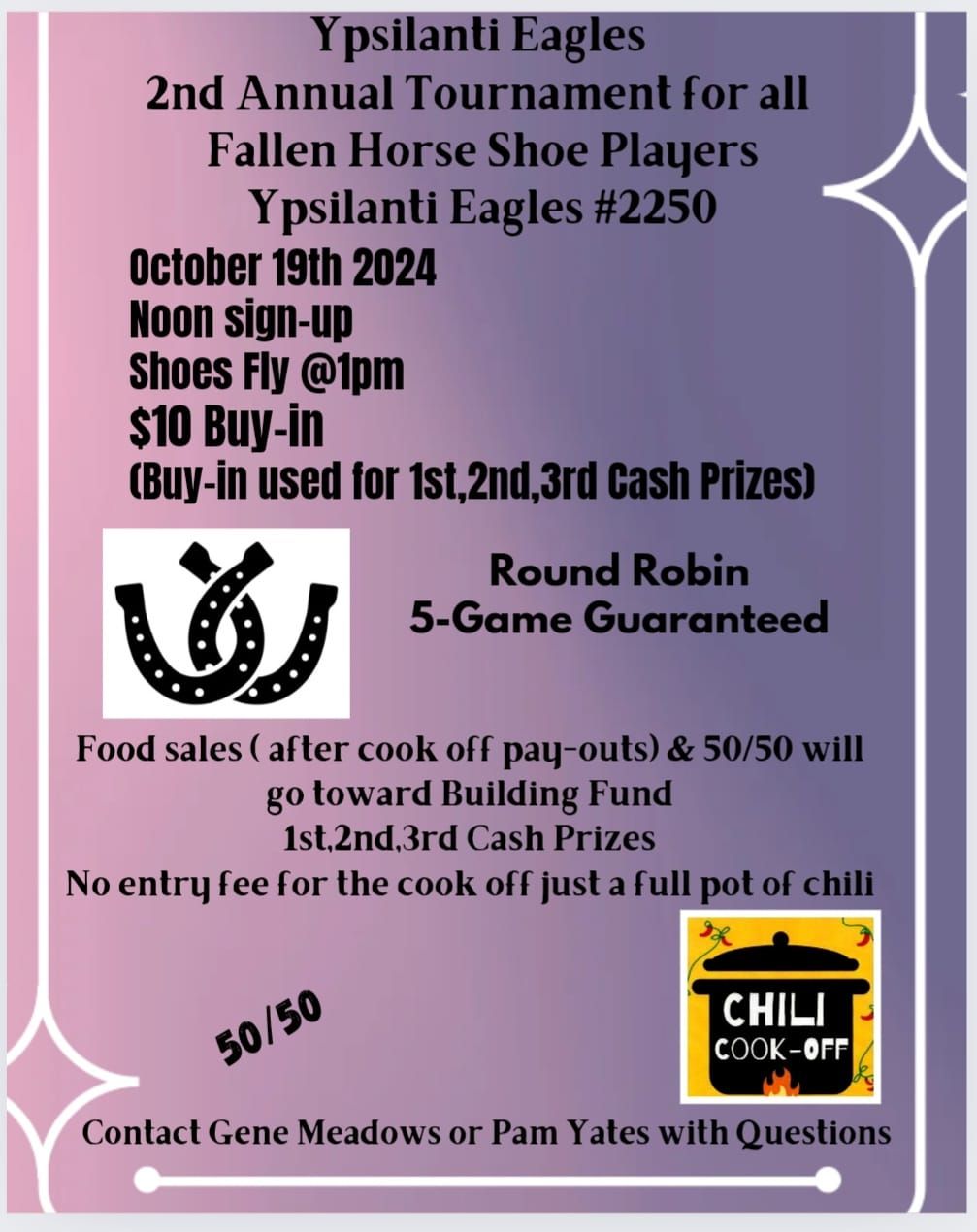 2nd Annual Fallen Horse Shoe Players  Tournament & Chili Cook Off