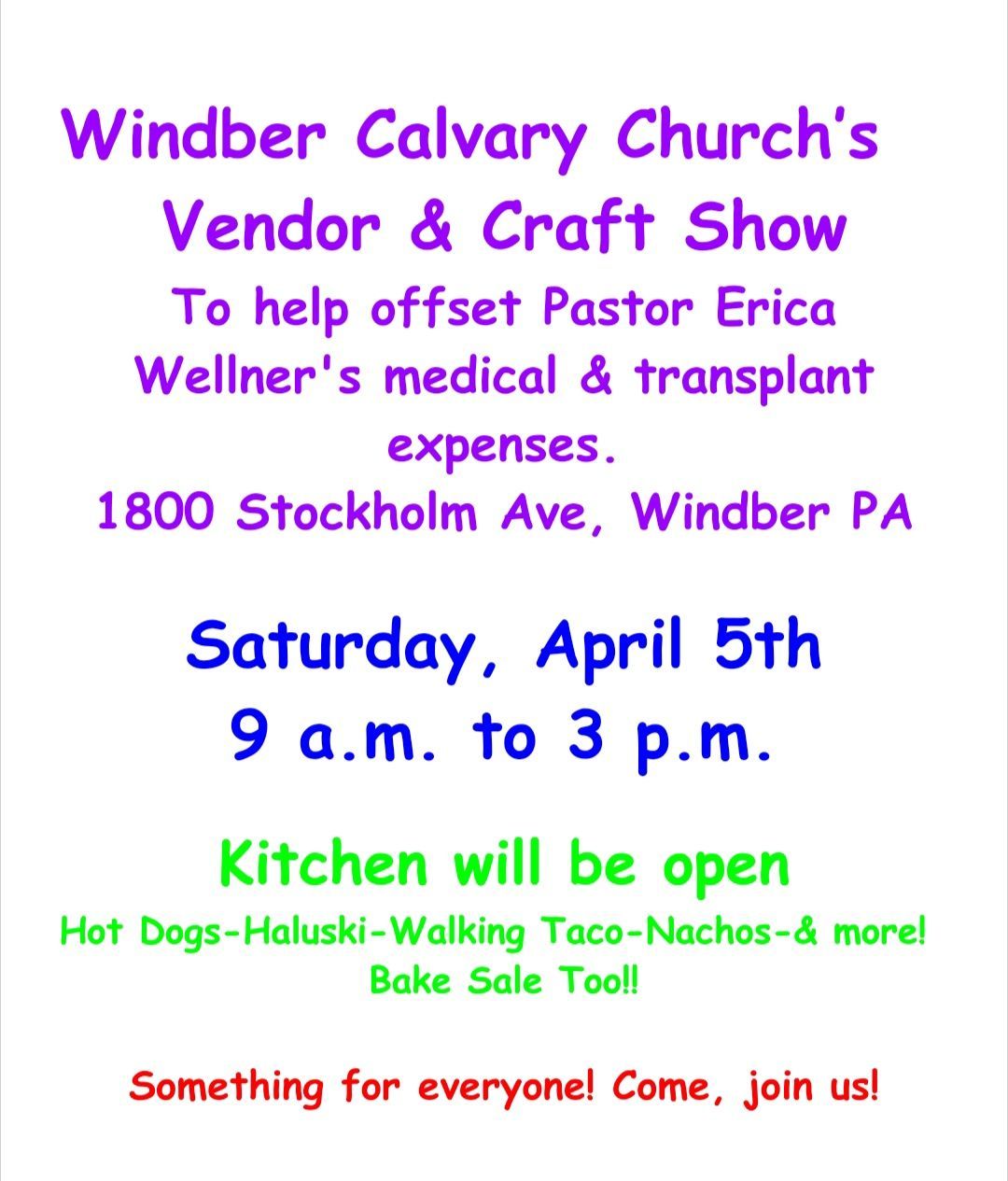 Windber Calvary Church\u2019s Vendor and Craft Show 